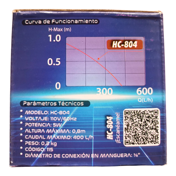 HC-804 Bomba Sumergible 0.8 Mts 400L/h