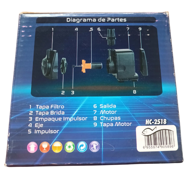 HC-2518 Bomba Sumergible 2.5 m 1800L/h